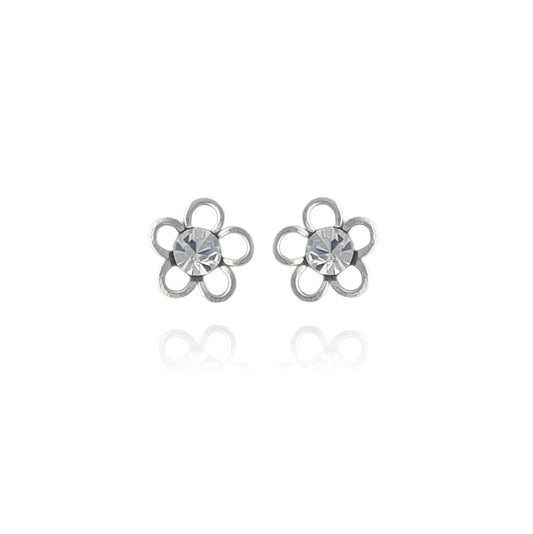 Flower Stud Earrings with Cubic Zirconia